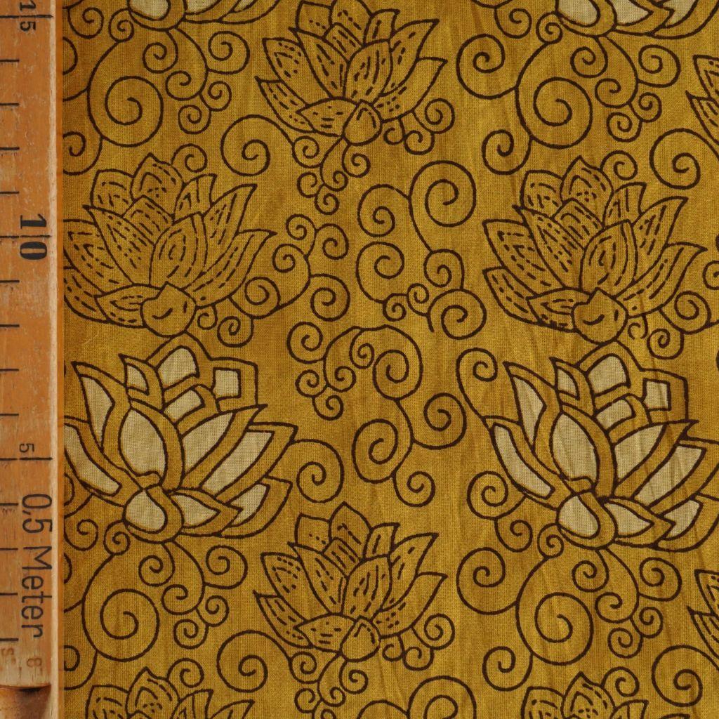 Voile leichte Baumwolle Lotusblüte Ranken senfgelb